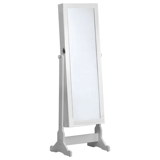 Zayas Cheval Mirror with Jewelry Storage White - Walo Furniture 