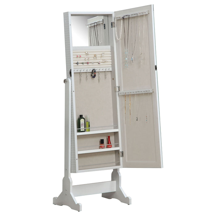 Zayas Cheval Mirror with Jewelry Storage White - Walo Furniture 