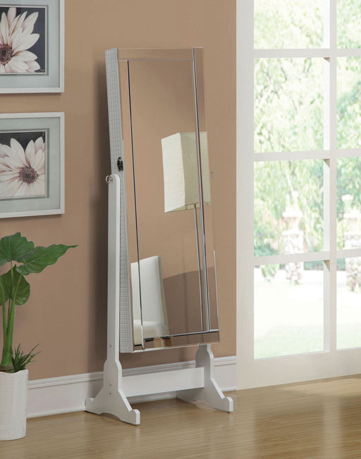 Zayas Cheval Mirror with Jewelry Storage White - Walo Furniture 