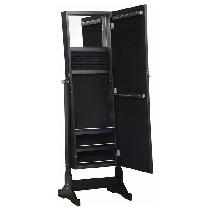 Cortez Cheval Mirror with Jewelry Storage Black - Walo Furniture 