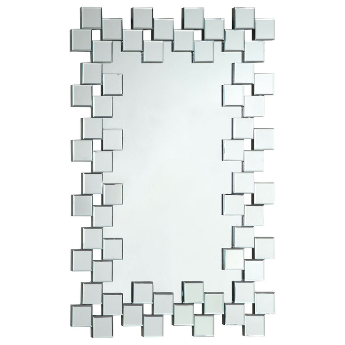 Pamela 32 x 47 Inch Rectangular Frameless Wall Mirror Silver - Walo Furniture 