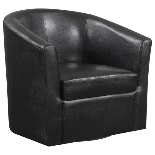 Turner Upholstered Barrel Back Swivel Chair Dark Brown - Walo Furniture 