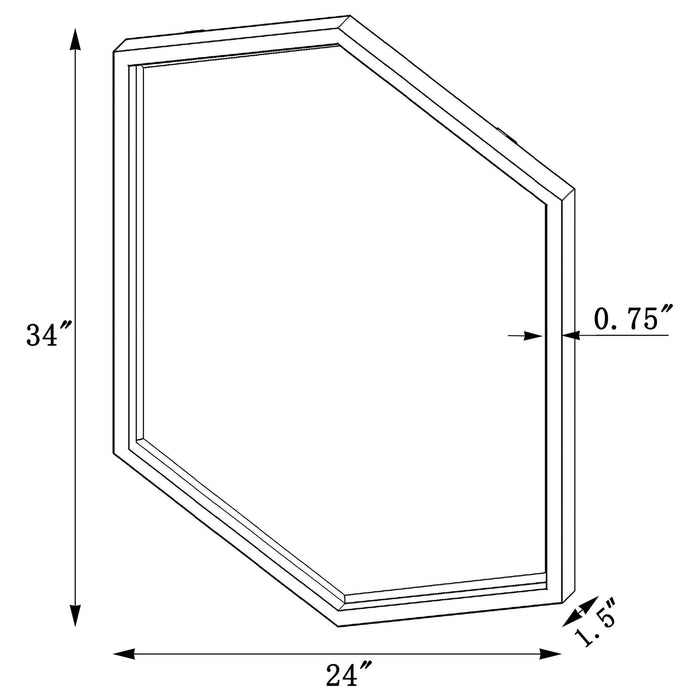 Bledel 24 x 34 Inch Hexagonal Wall Mirror Gold - Walo Furniture 