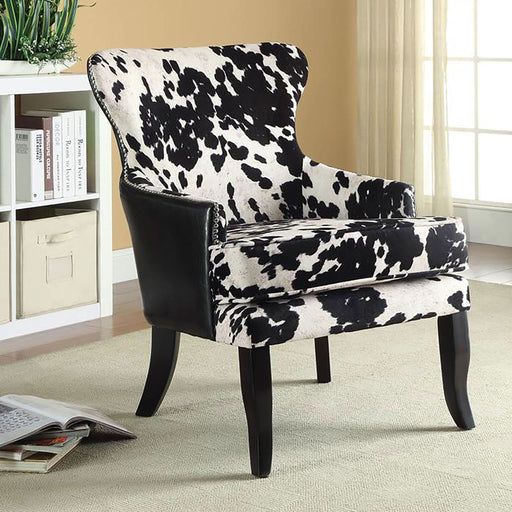 Trea Cowhide Print Upholstered Accent Chair Black and White - Walo Furniture 