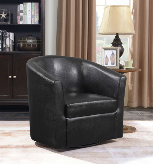 Turner Upholstered Barrel Back Swivel Chair Dark Brown - Walo Furniture 