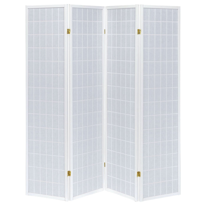 Roberto 4-Panel Room Divider Folding Shoji Screen White - Walo Furniture 