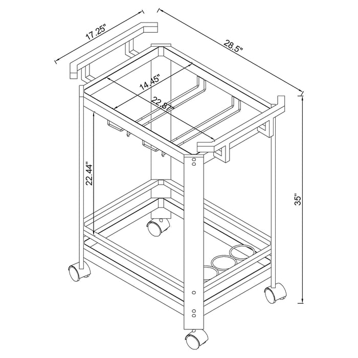 Jefferson 2-tier Glass Shelf Acrylic Bar Cart Chrome - Walo Furniture 