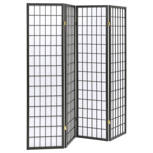 Roberto 4-Panel Room Divider Folding Shoji Screen Dark Grey - Walo Furniture 