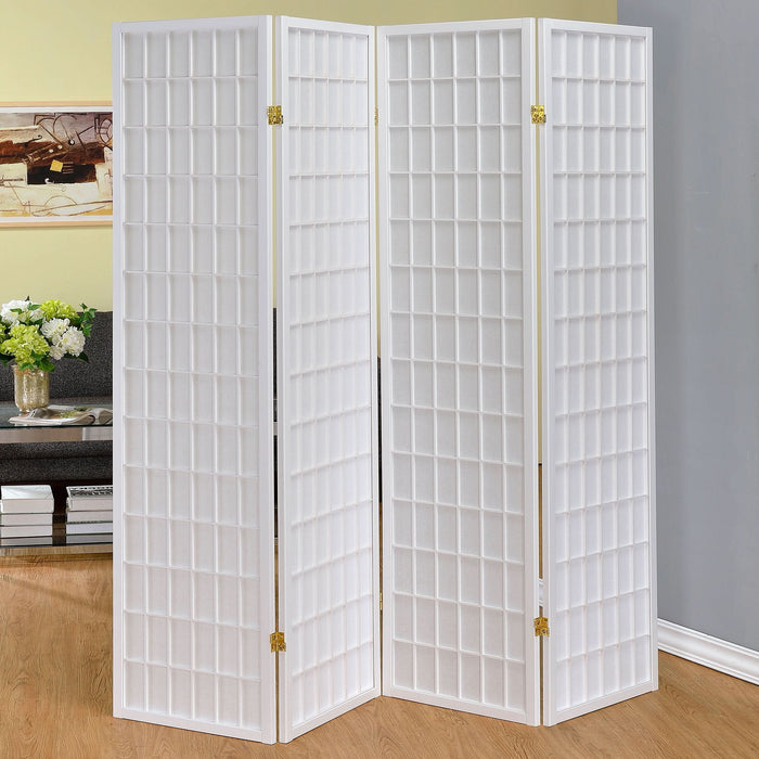 Roberto 4-Panel Room Divider Folding Shoji Screen White - Walo Furniture 