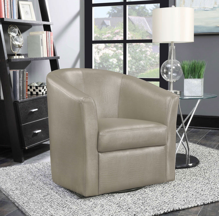 Turner Upholstered Barrel Back Swivel Chair Champagne - Walo Furniture 