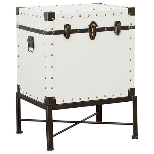 Nancy Upholstered Vintage Side Table Storage Trunk White - Walo Furniture 