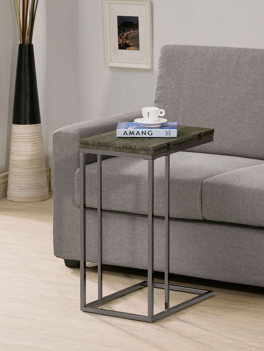 Pedro Expandable C-Shaped Sofa Side Table Weathered Grey - Walo Furniture 