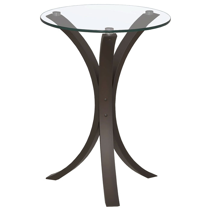 Edgar Round Glass Top Accent Side Table Cappuccino - Walo Furniture 