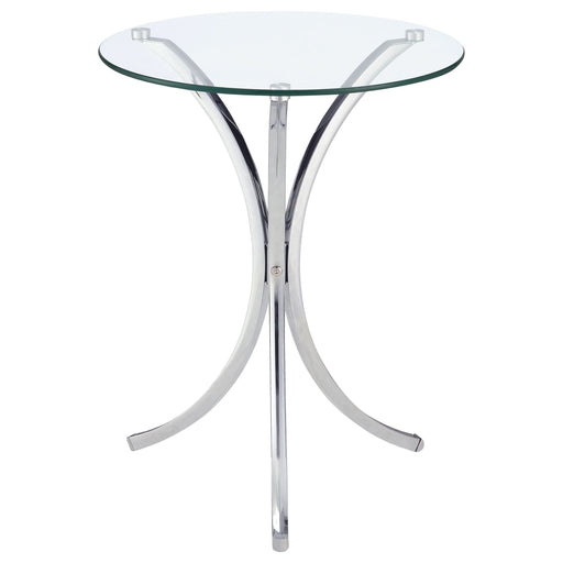 Eloise Round Glass Top Accent Side Table Chrome - Walo Furniture 