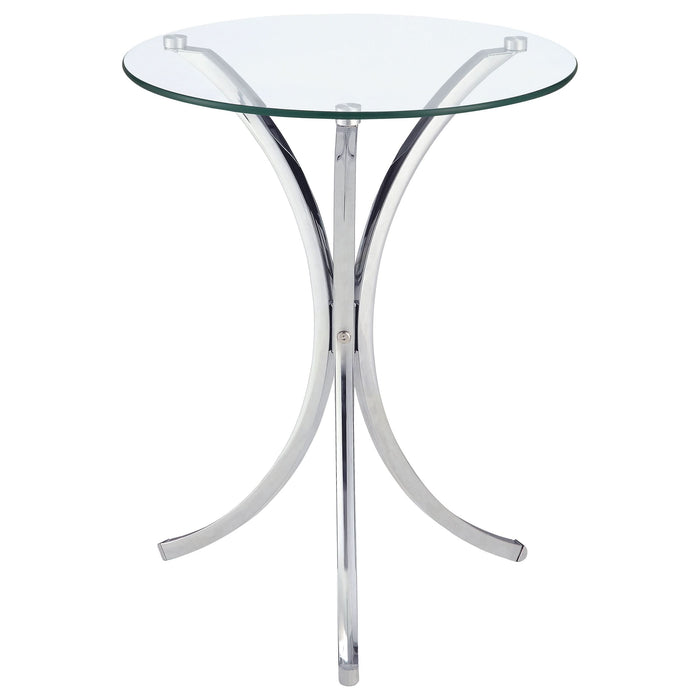 Eloise Round Glass Top Accent Side Table Chrome - Walo Furniture 