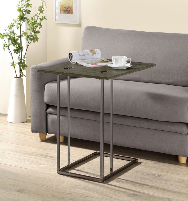 Pedro Expandable C-Shaped Sofa Side Table Weathered Grey - Walo Furniture 