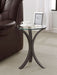 Edgar Round Glass Top Accent Side Table Cappuccino - Walo Furniture 