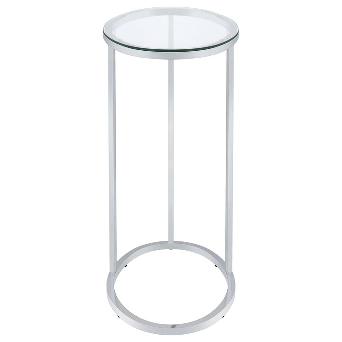 Kyle Oval Glass Top C-Shaped Sofa Side Table Chrome - Walo Furniture 