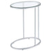 Kyle Oval Glass Top C-Shaped Sofa Side Table Chrome - Walo Furniture 