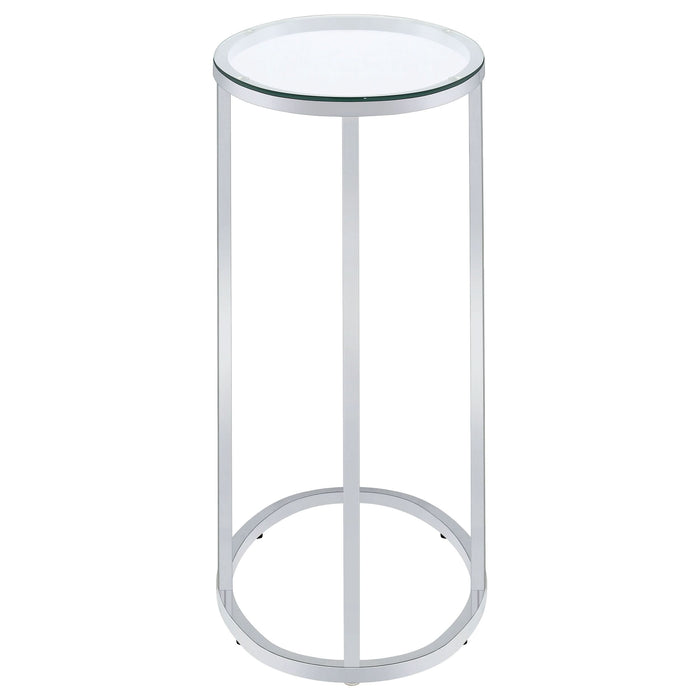 Kyle Oval Glass Top C-Shaped Sofa Side Table Chrome - Walo Furniture 