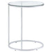 Kyle Oval Glass Top C-Shaped Sofa Side Table Chrome - Walo Furniture 