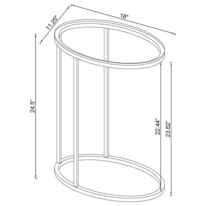 Kyle Oval Glass Top C-Shaped Sofa Side Table Chrome - Walo Furniture 