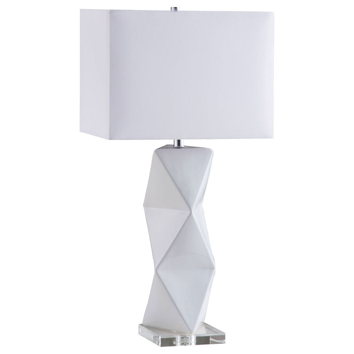 Camie 32-inch Rectangular Shade Geometric Table Lamp White - Walo Furniture 