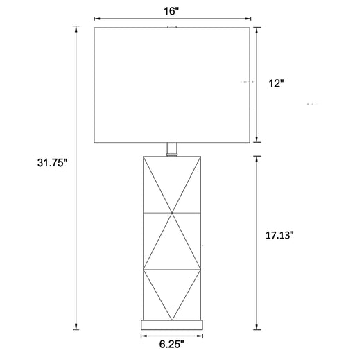 Camie 32-inch Rectangular Shade Geometric Table Lamp White - Walo Furniture 