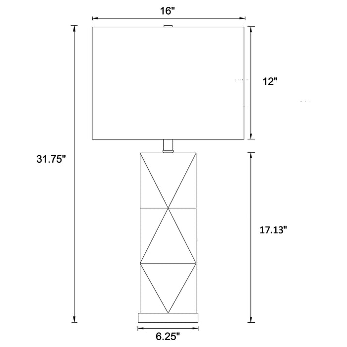 Camie 32-inch Rectangular Shade Geometric Table Lamp White - Walo Furniture 