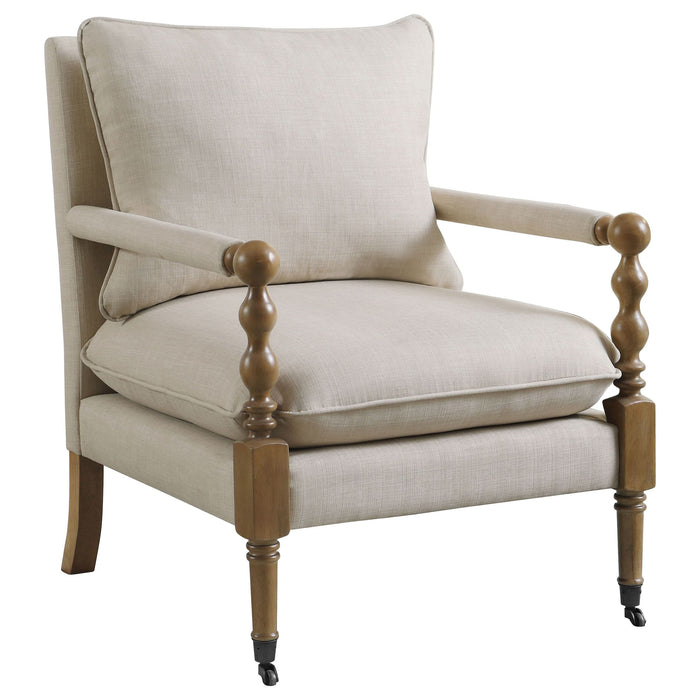 Dempsy Upholstered Accent Chair with Casters Beige - Walo Furniture 