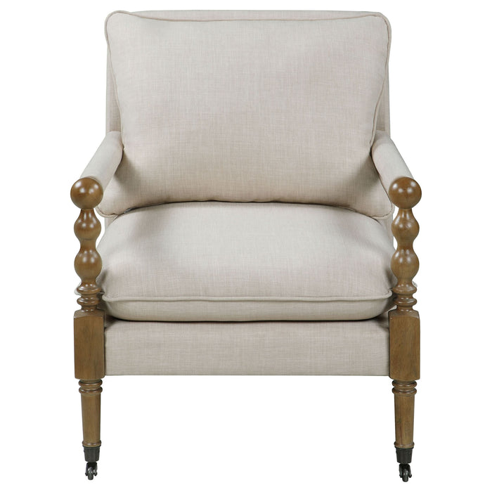 Dempsy Upholstered Accent Chair with Casters Beige - Walo Furniture 