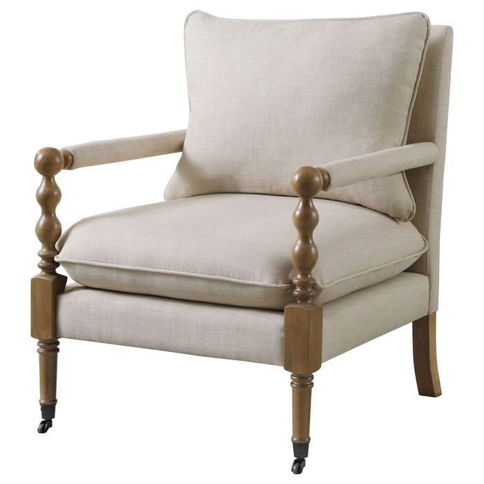 Dempsy Upholstered Accent Chair with Casters Beige - Walo Furniture 