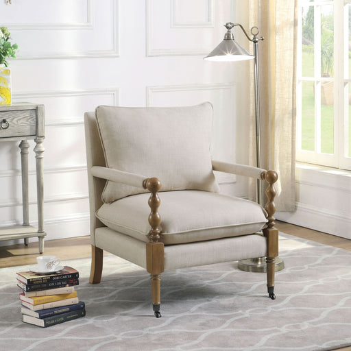 Dempsy Upholstered Accent Chair with Casters Beige - Walo Furniture 