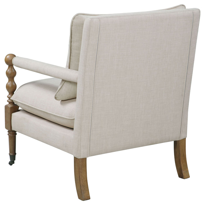 Dempsy Upholstered Accent Chair with Casters Beige - Walo Furniture 