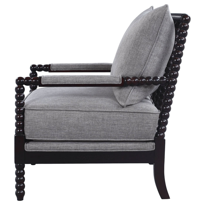 Blanchett Upholstered Bobbin Accent Chair Grey and Black - Walo Furniture 