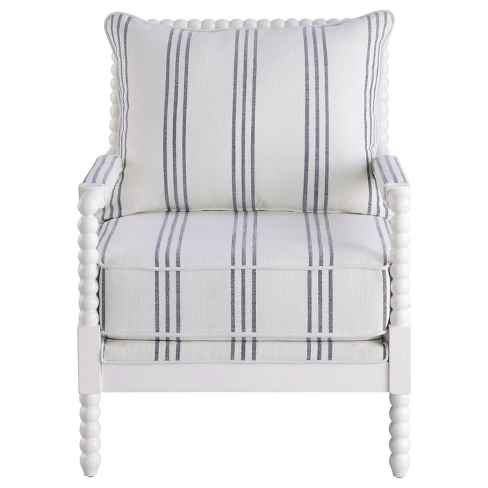 Blanchett Upholstered Bobbin Accent Chair White and Navy