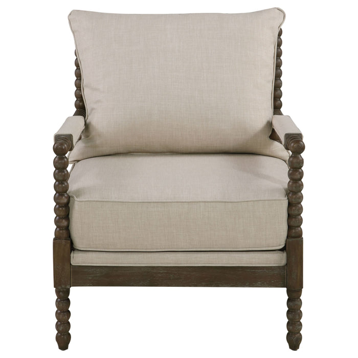 Blanchett Upholstered Bobbin Accent Chair Beige and Natural - Walo Furniture 