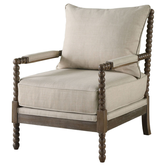 Blanchett Upholstered Bobbin Accent Chair Beige and Natural - Walo Furniture 