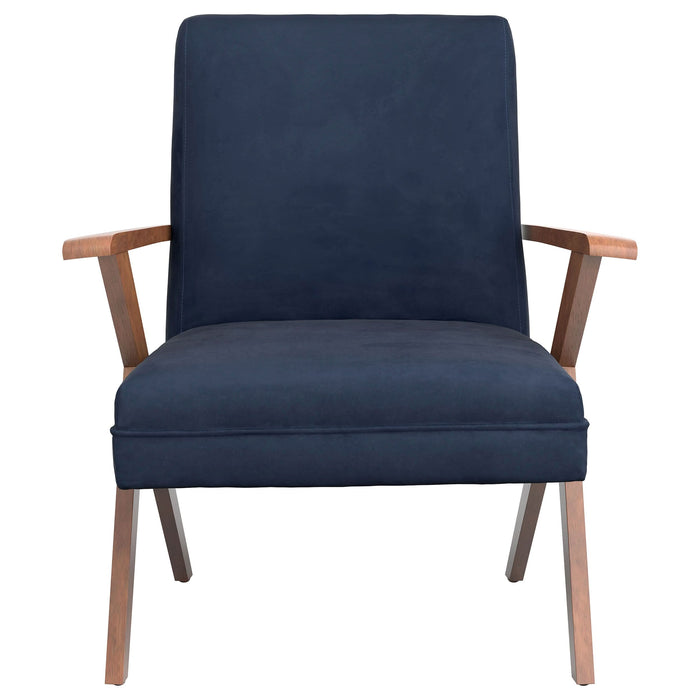 Cheryl Upholstered Wood Arm Accent Chair Dark Blue - Walo Furniture 