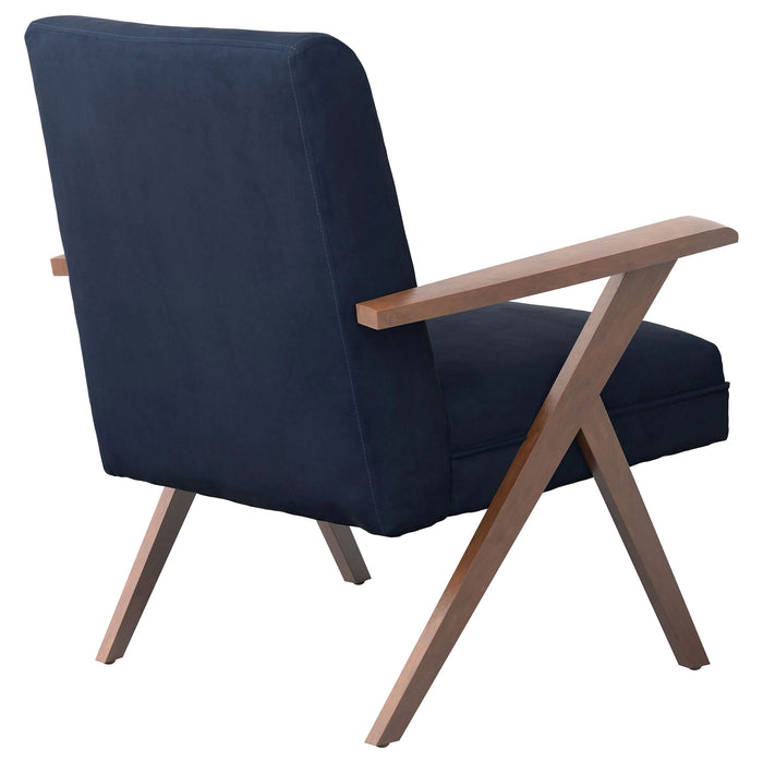 Cheryl Upholstered Wood Arm Accent Chair Dark Blue - Walo Furniture 