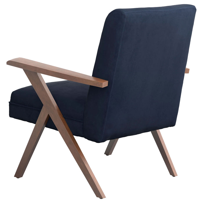 Cheryl Upholstered Wood Arm Accent Chair Dark Blue - Walo Furniture 