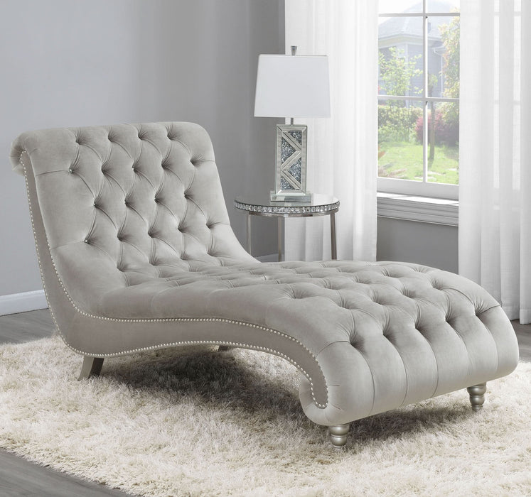 Lydia Velvet Upholstered Tufted Chaise Grey - Walo Furniture 