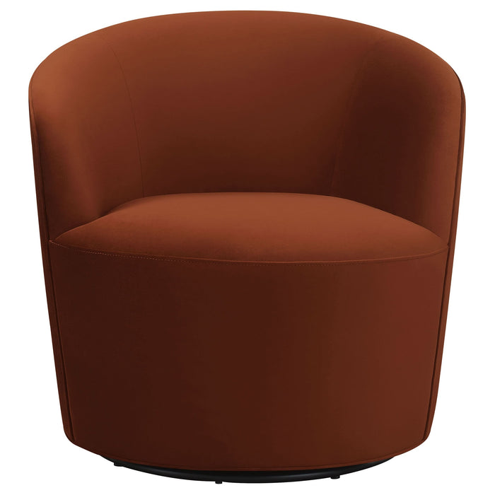 Joyce Upholstered Barrel Back Swivel Chair Burnt Orange