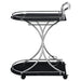 Elfman 2-tier Glass Shelf Metal Bar Cart Black and Chrome - Walo Furniture 