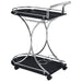 Elfman 2-tier Glass Shelf Metal Bar Cart Black and Chrome - Walo Furniture 