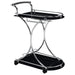 Elfman 2-tier Glass Shelf Metal Bar Cart Black and Chrome - Walo Furniture 