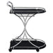 Elfman 2-tier Glass Shelf Metal Bar Cart Black and Chrome - Walo Furniture 