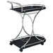 Elfman 2-tier Glass Shelf Metal Bar Cart Black and Chrome - Walo Furniture 