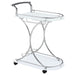 Elfman 2-tier Glass Shelf Metal Bar Cart White and Chrome - Walo Furniture 