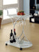 Elfman 2-tier Glass Shelf Metal Bar Cart White and Chrome - Walo Furniture 